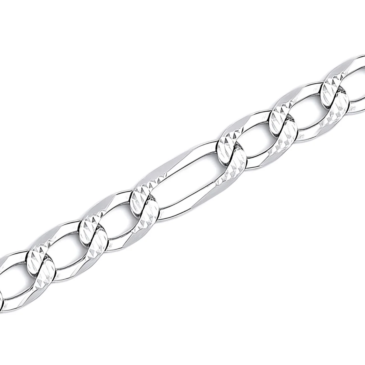 Textured Stainless Steel Figaro Cuban Chain Bracelet