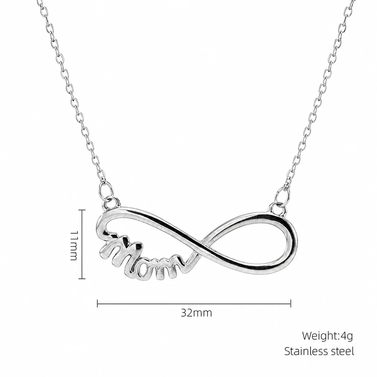 Meaningful Stainless Steel Infinity Mom Pendant Necklace - Silver