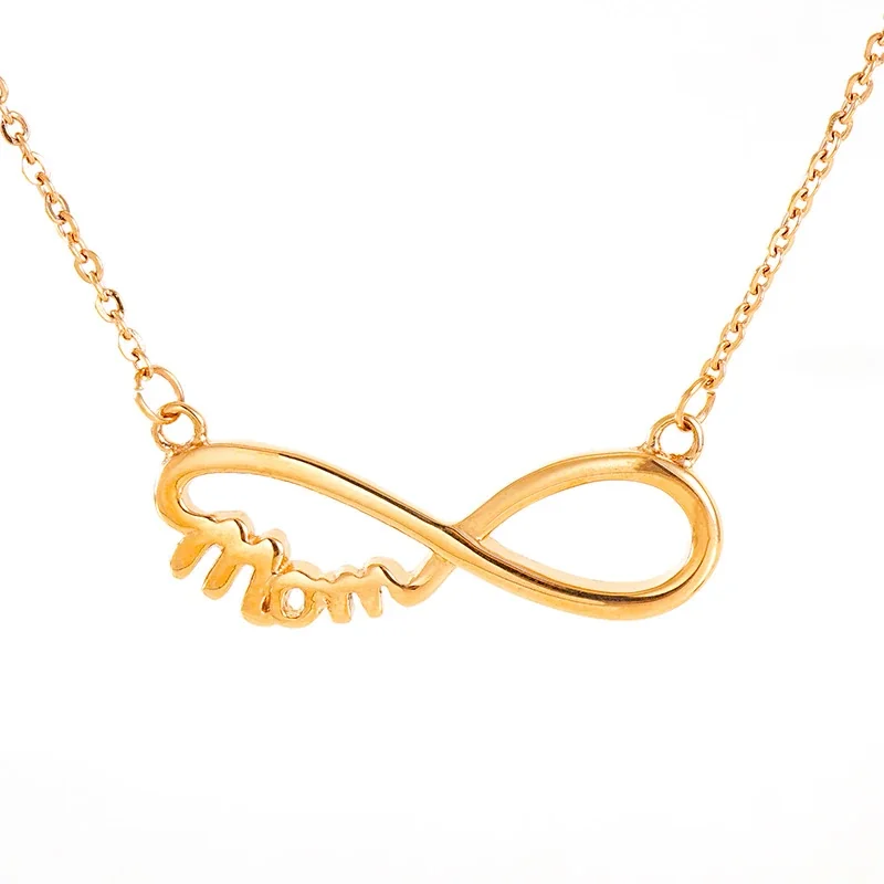 Meaningful Stainless Steel Infinity Mom Pendant Necklace - Gold