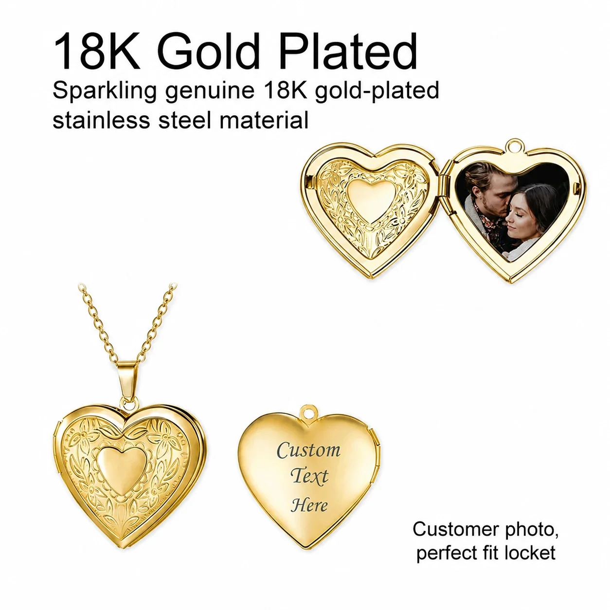 Romantic 316 Stainless Steel Heart Locket Necklace
