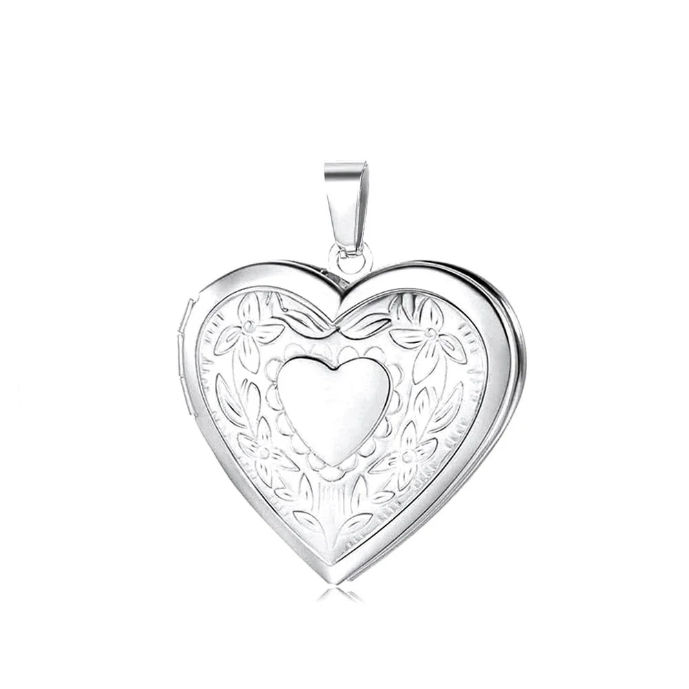 Romantic 316 Stainless Steel Heart Locket Necklace - Silver Locket Without