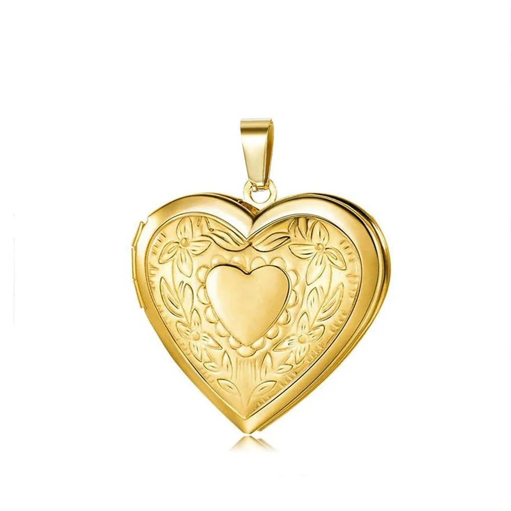 Romantic 316 Stainless Steel Heart Locket Necklace - 18K Gold Plated Locket Without