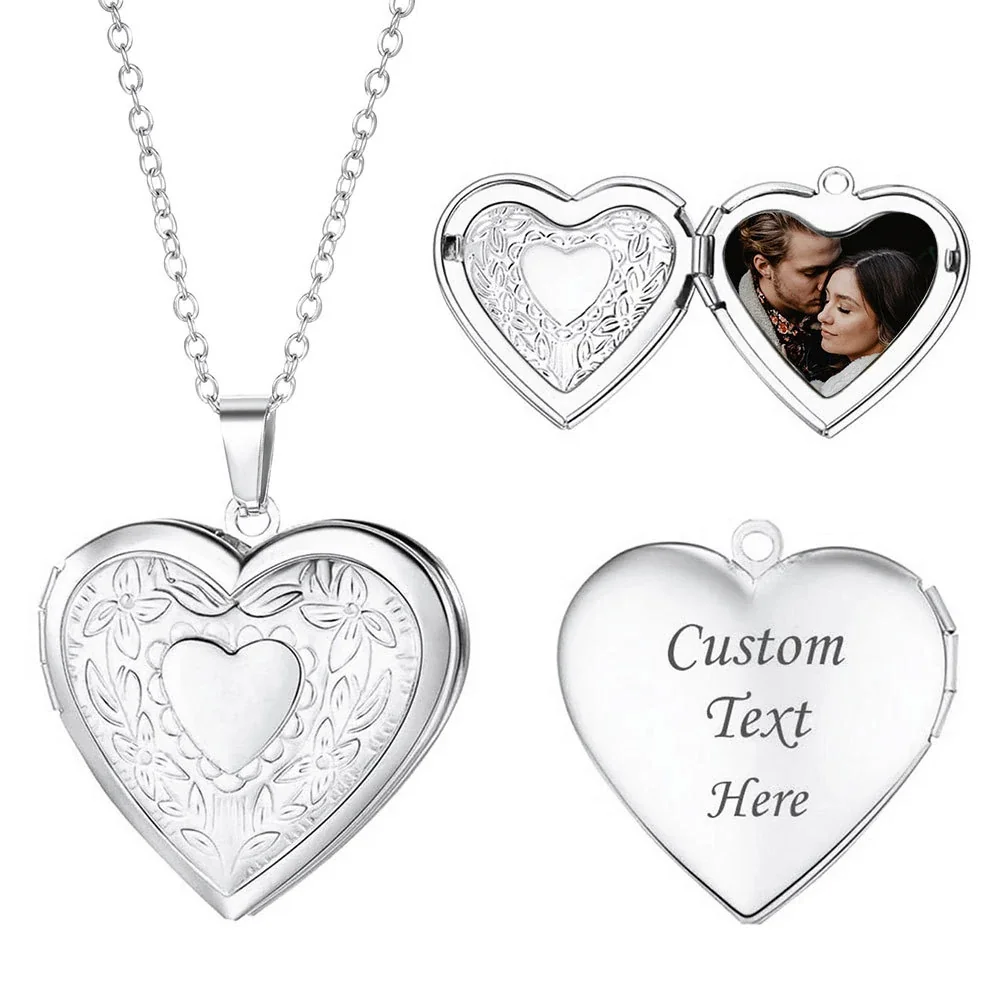 Romantic 316 Stainless Steel Heart Locket Necklace - Silver Locket With Custom Photo