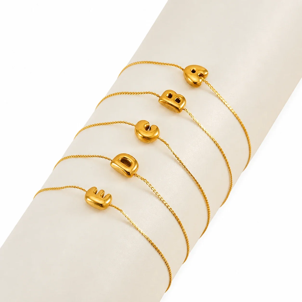 Playful 18K Gold-Plated Initial Charm Chain Bracelet