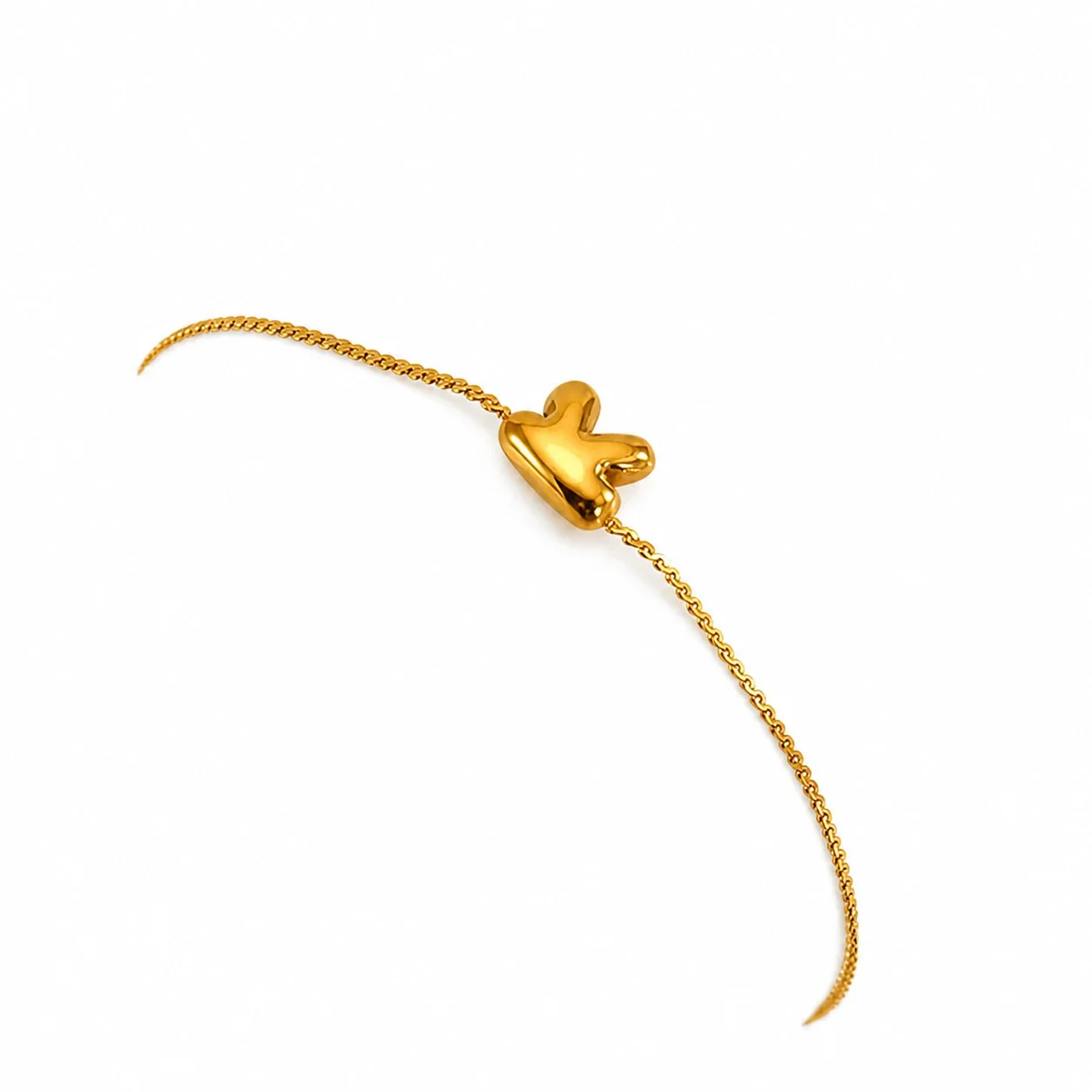 Playful 18K Gold-Plated Initial Charm Chain Bracelet - Gold Letter K