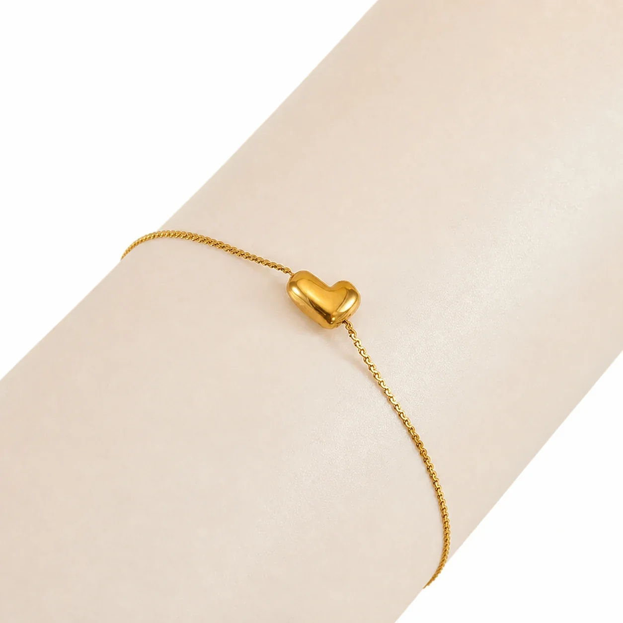 Playful 18K Gold-Plated Initial Charm Chain Bracelet - Gold Letter L