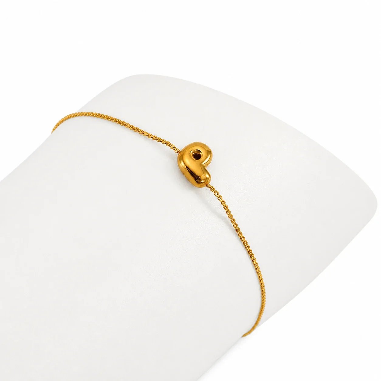 Playful 18K Gold-Plated Initial Charm Chain Bracelet - Gold Letter P