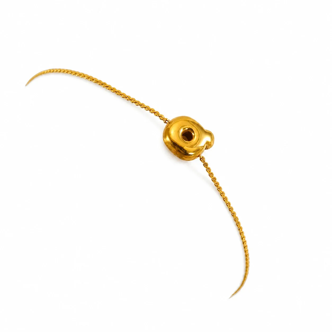 Playful 18K Gold-Plated Initial Charm Chain Bracelet - Gold Letter Q