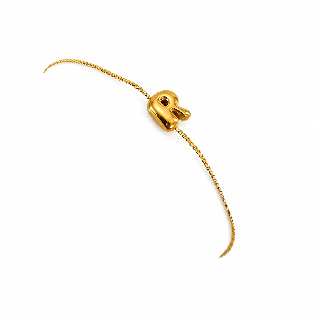 Playful 18K Gold-Plated Initial Charm Chain Bracelet - Gold Letter R