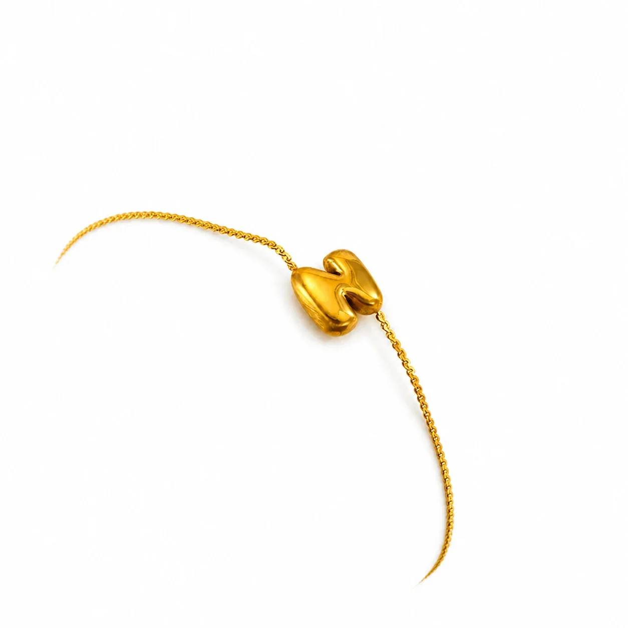 Playful 18K Gold-Plated Initial Charm Chain Bracelet - Gold Letter Z