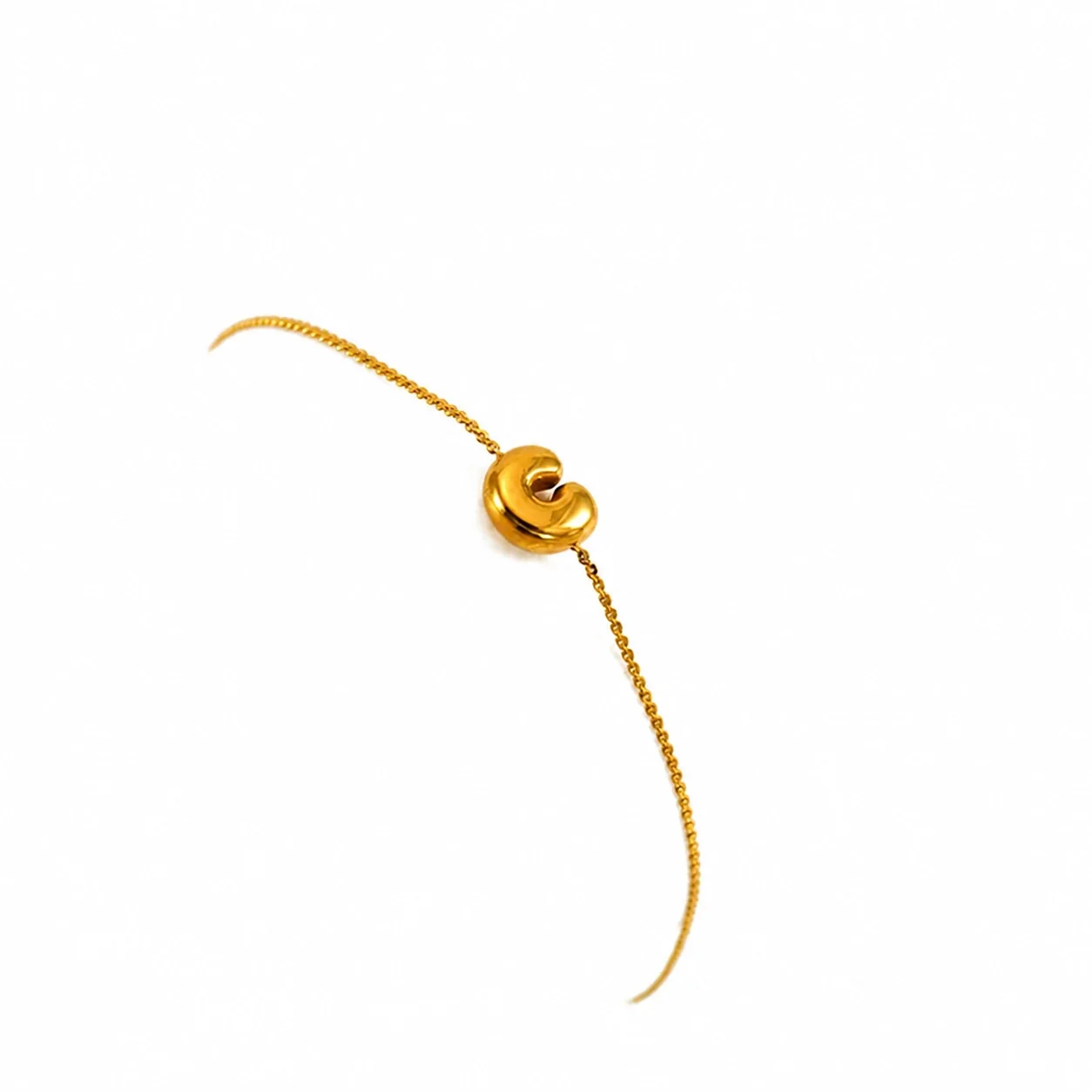 Playful 18K Gold-Plated Initial Charm Chain Bracelet - Gold Letter C