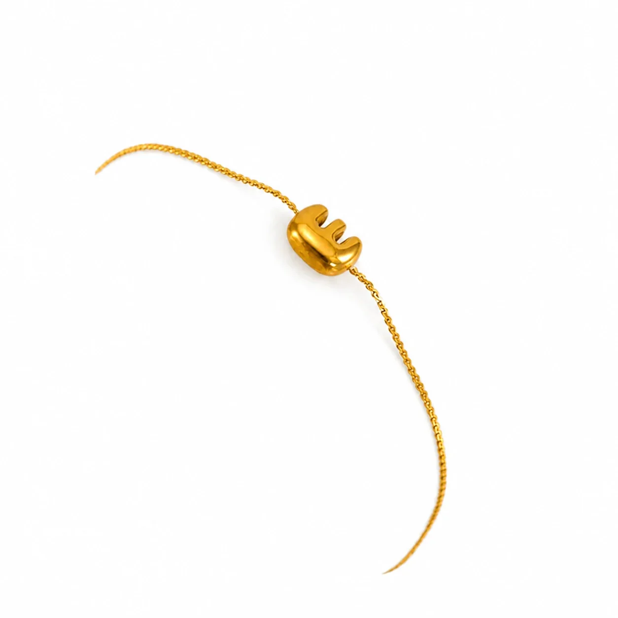 Playful 18K Gold-Plated Initial Charm Chain Bracelet - Gold Letter E