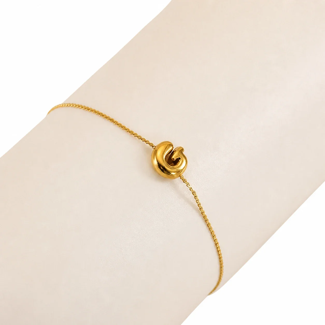 Playful 18K Gold-Plated Initial Charm Chain Bracelet - Gold Letter G