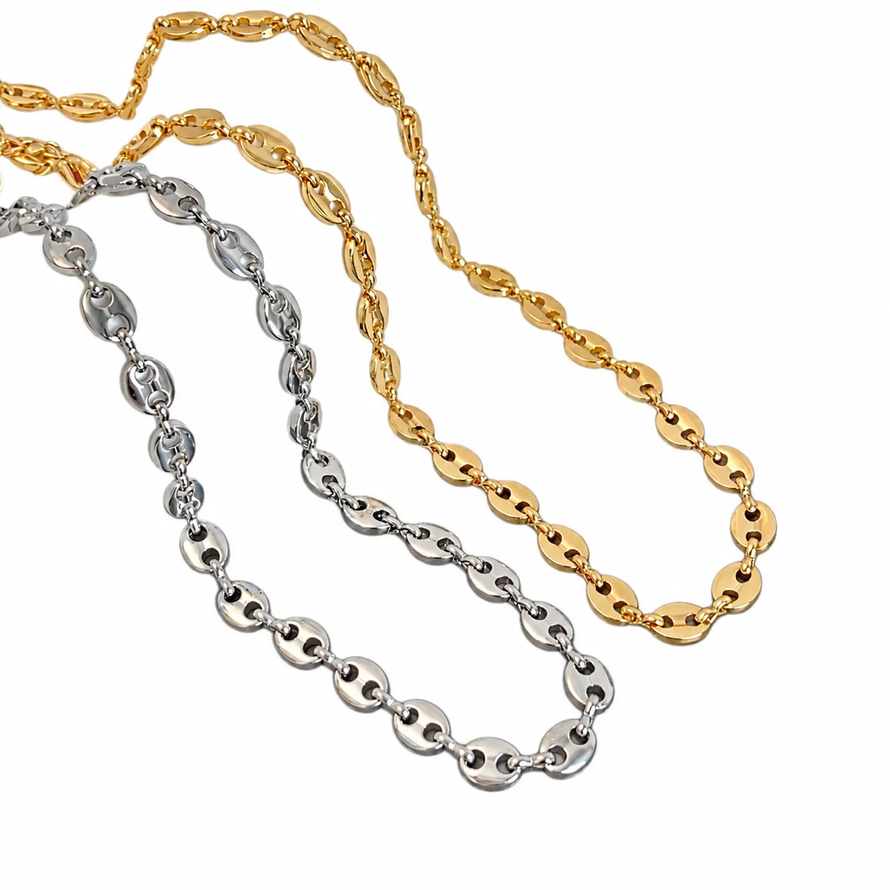 Foto prodotto: Coffee Bean Link Chain Necklace in Gold-Plated Stainless Steel