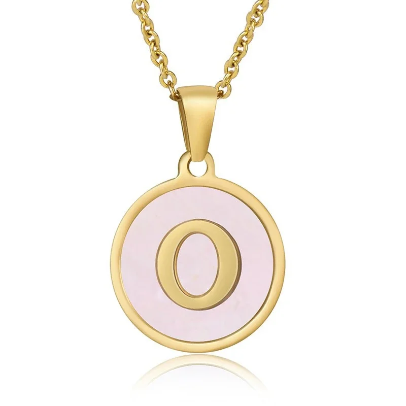 Refined 18K Gold-Plated Round Shell Initial Pendant Necklace - Gold O