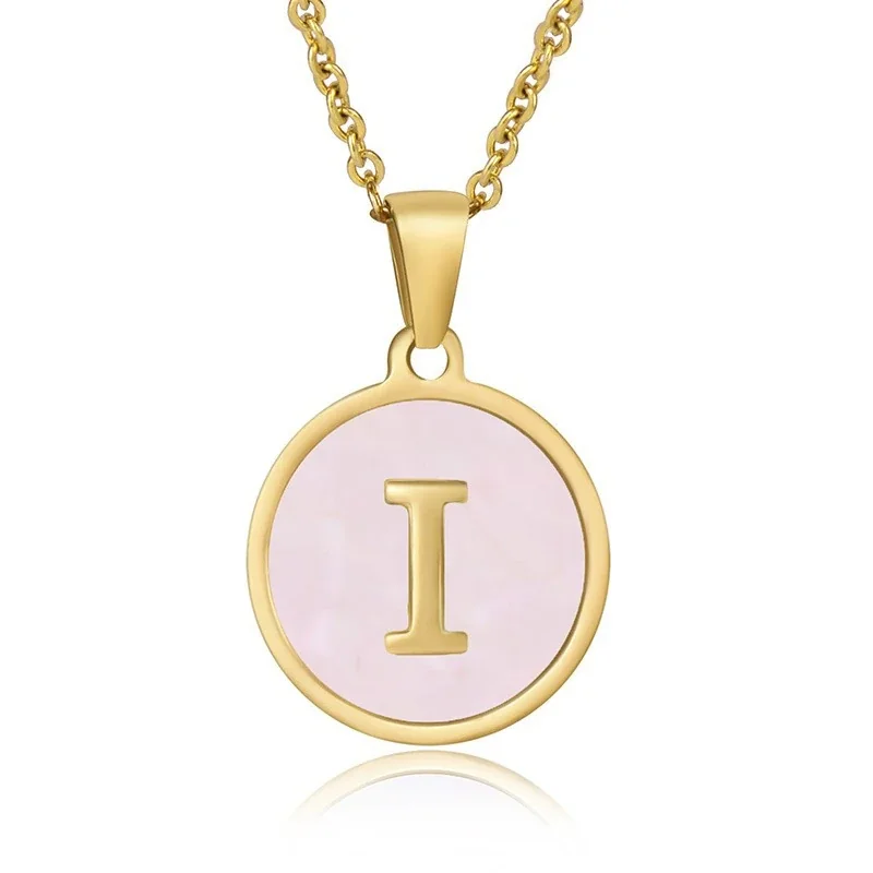 Refined 18K Gold-Plated Round Shell Initial Pendant Necklace - Gold I
