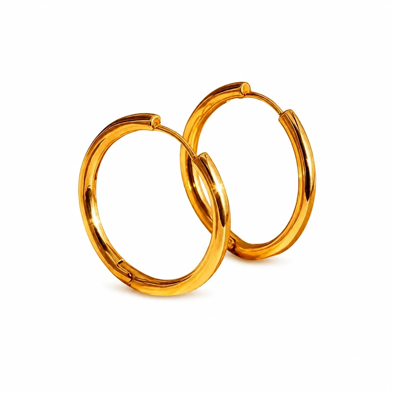 Runde Creolen aus 316 Edelstahl mit Klappverschluss und Gold-PVD