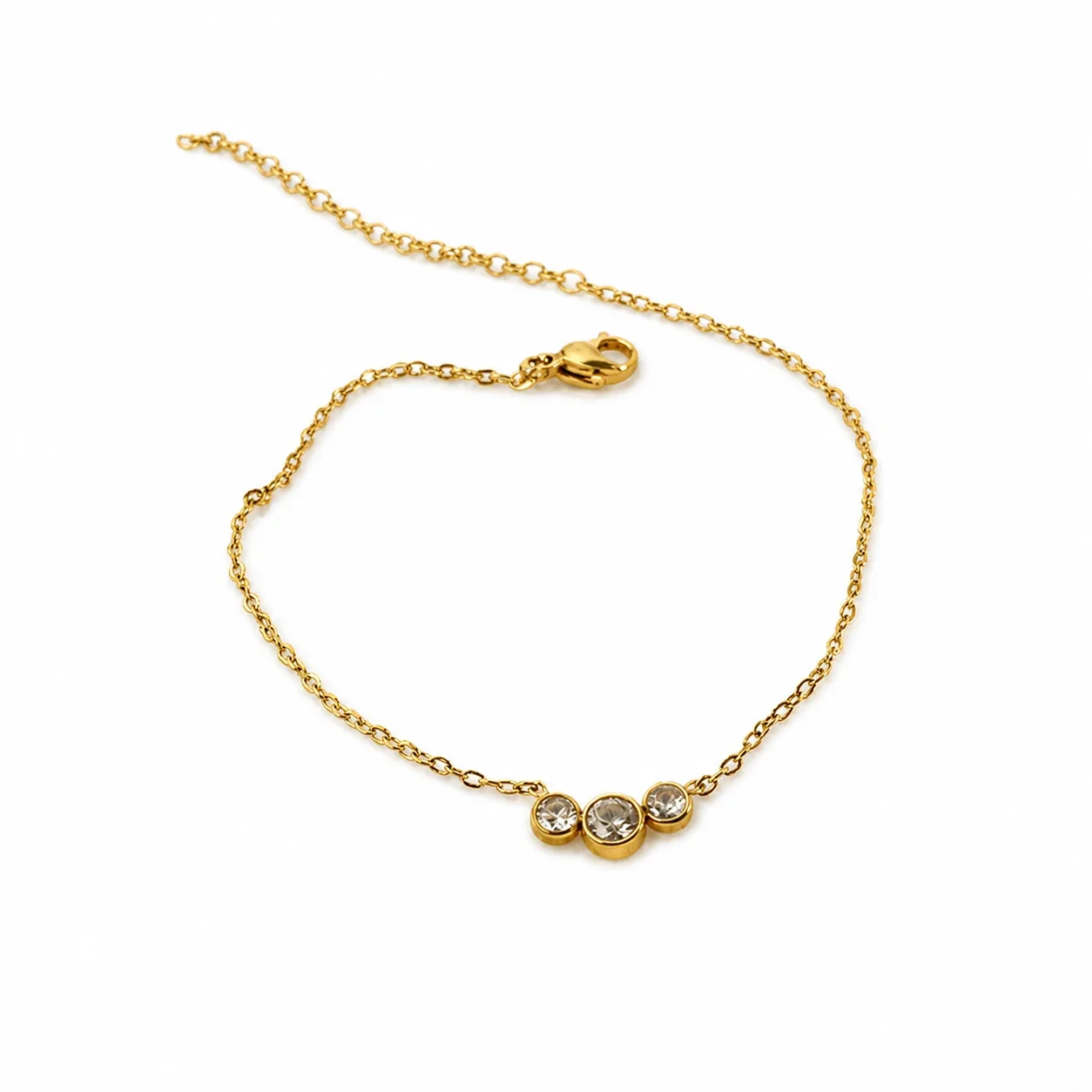 Delicate Gold-Plated Triple Bezel Pendant Necklace