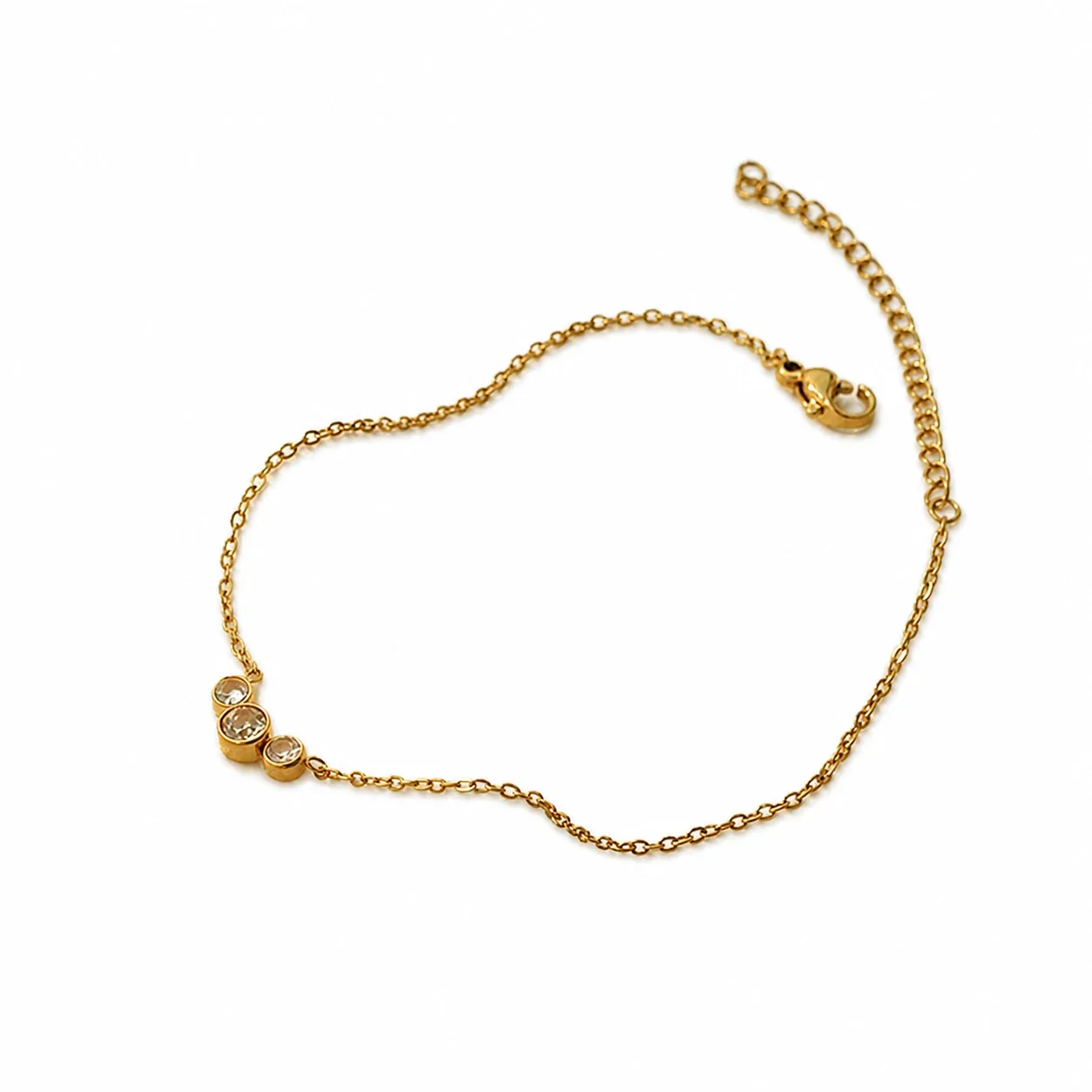 Delicate Gold-Plated Triple Bezel Pendant Necklace