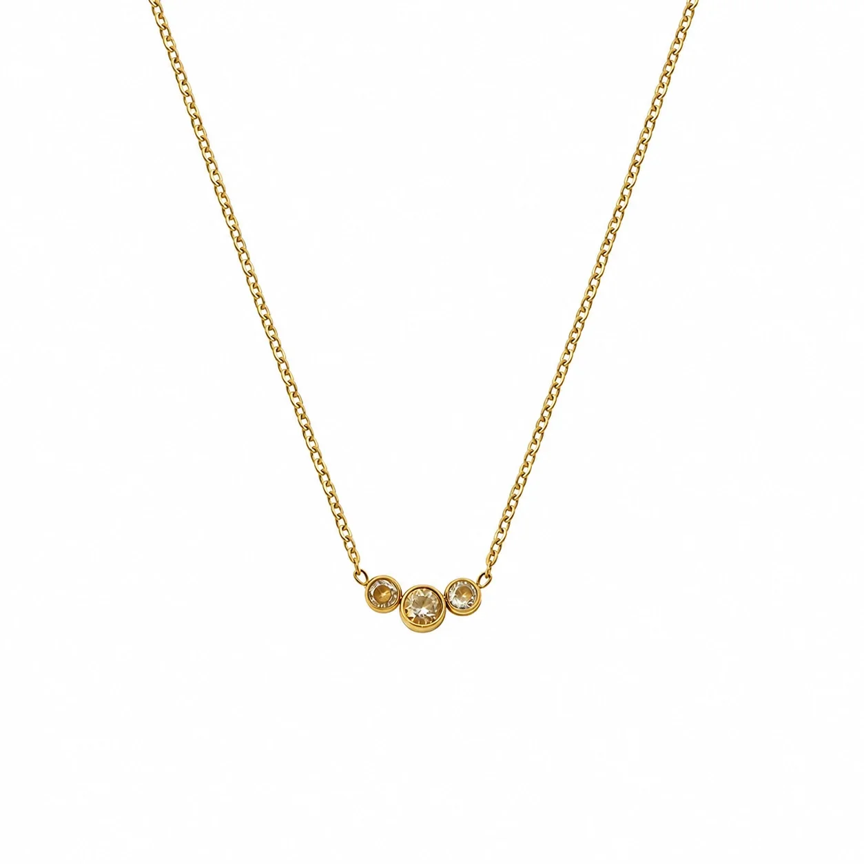 Delicate Gold-Plated Triple Bezel Pendant Necklace - Gold