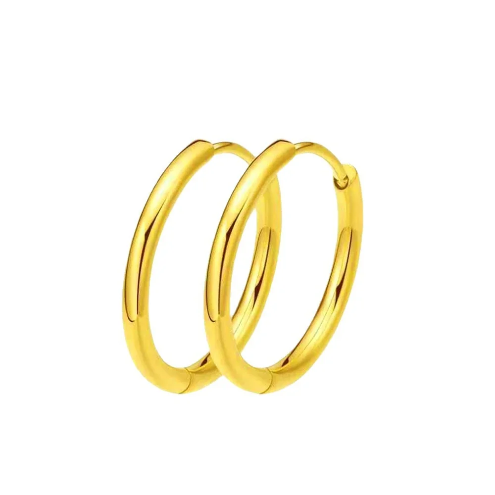 Hoop Earrings Round Tube Hinge 316 Stainless Steel Gold PVD