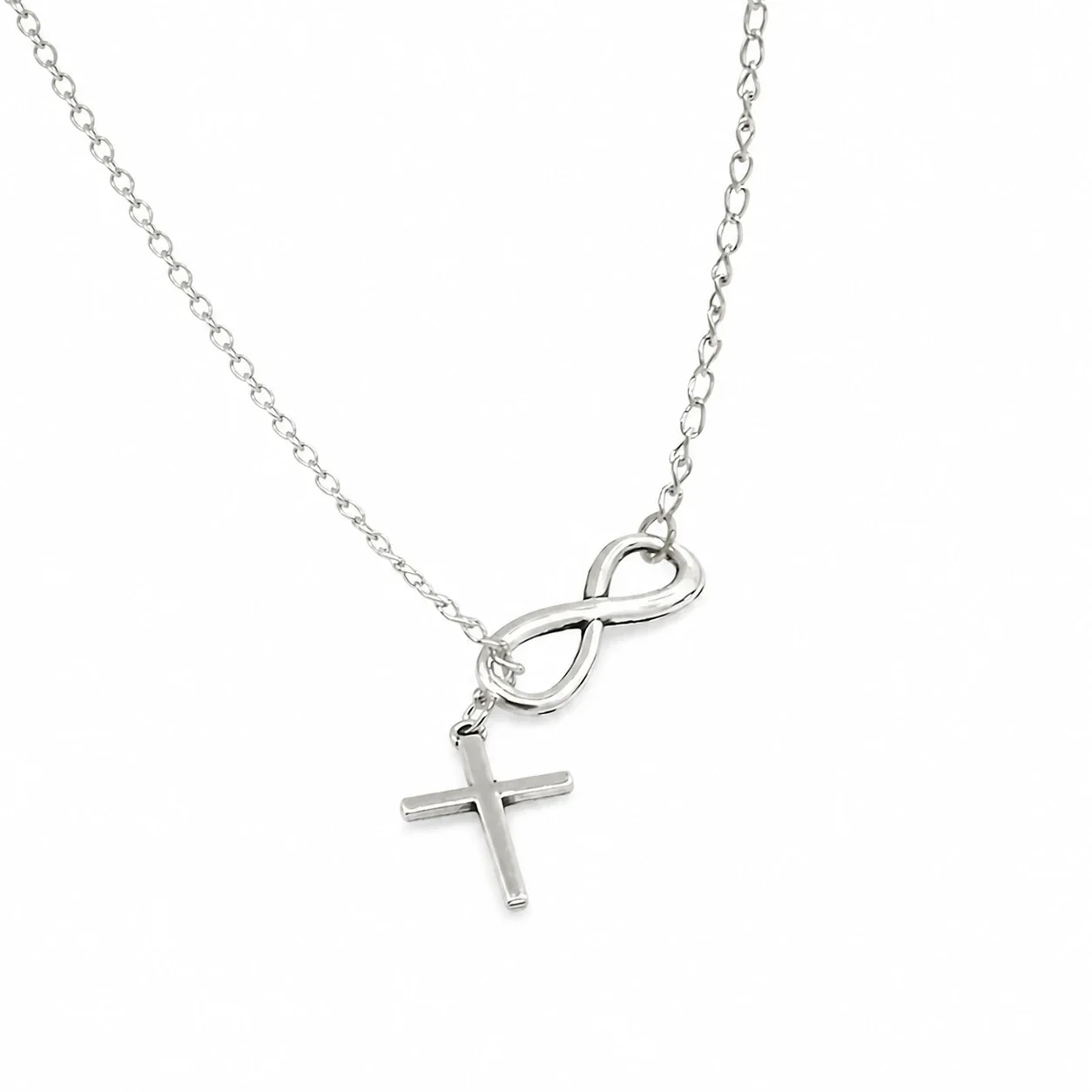 Foto del producto: Collar acero inoxidable 316 con cruz infinita y cadena de cable, PVD dorado