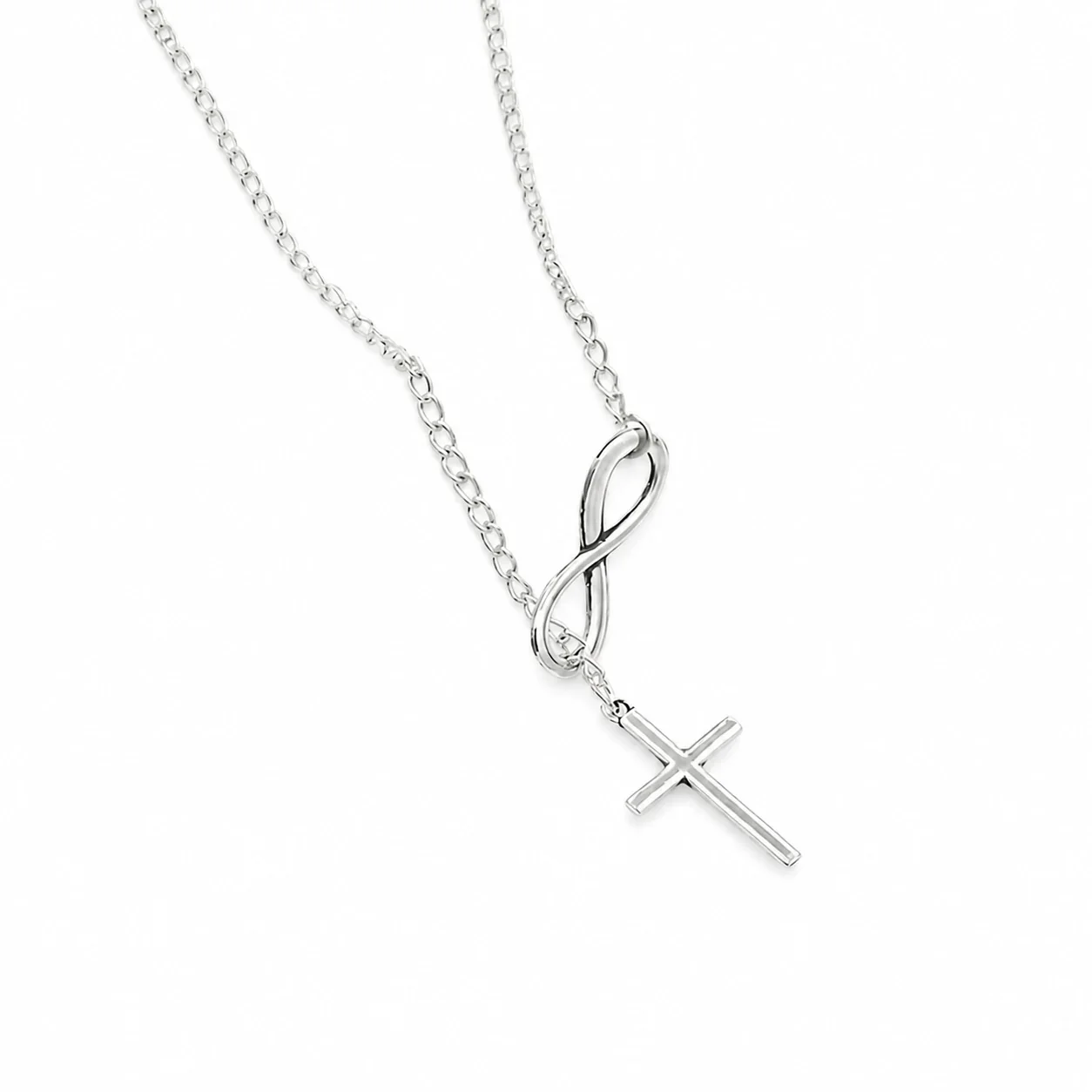 Foto del producto: Collar acero inoxidable 316 con cruz infinita y cadena de cable, PVD dorado