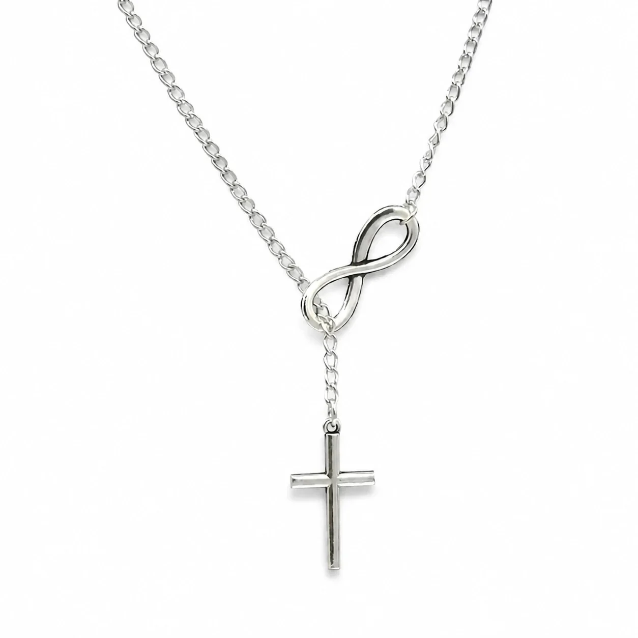 Foto del producto: Collar acero inoxidable 316 con cruz infinita y cadena de cable, PVD dorado