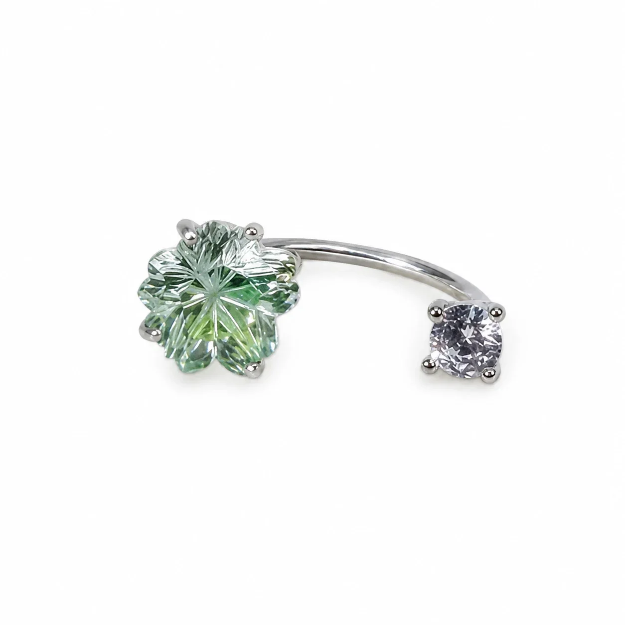 Iridescent 316 Stainless Steel Floral CZ Ear Cuff