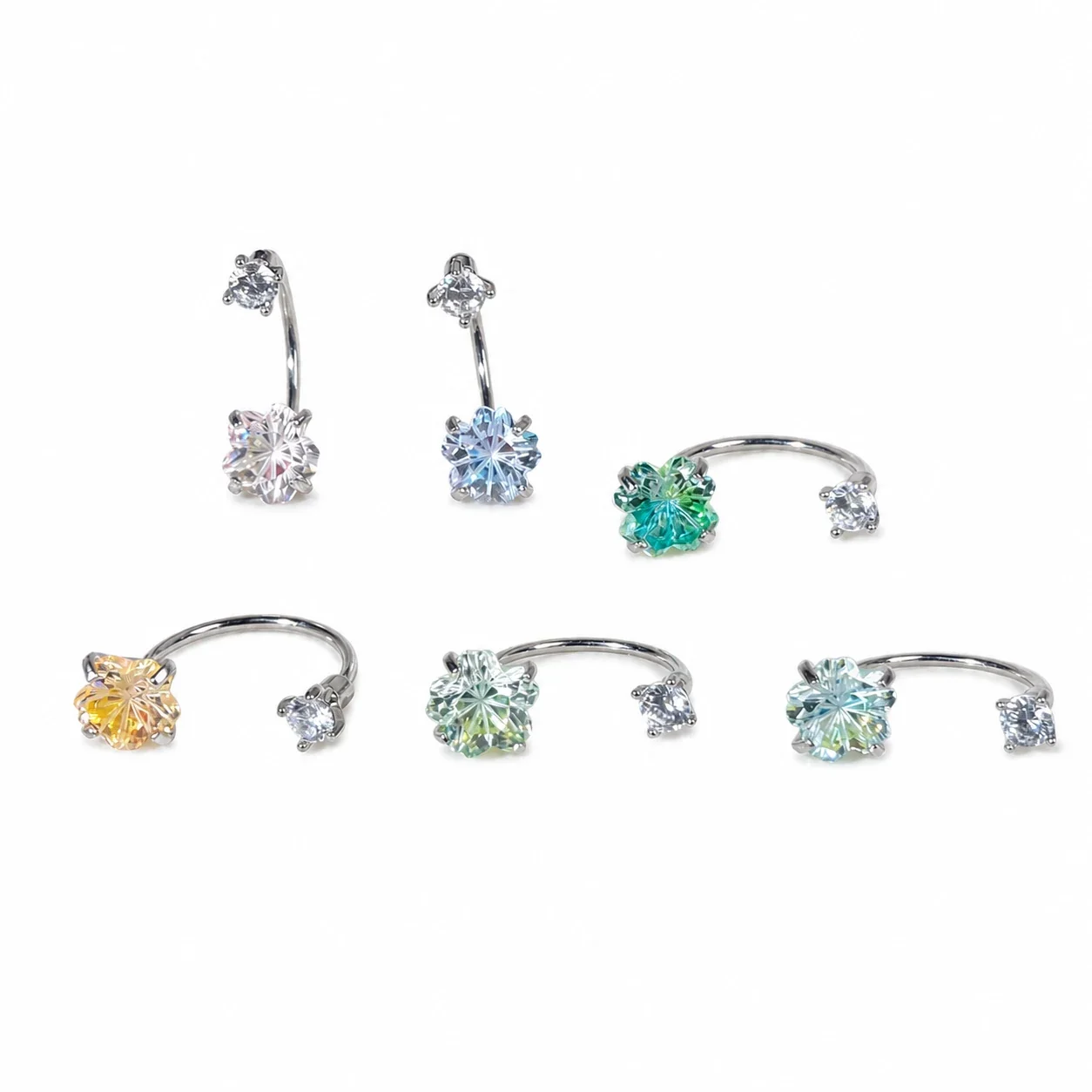 Iridescent 316 Stainless Steel Floral CZ Ear Cuff