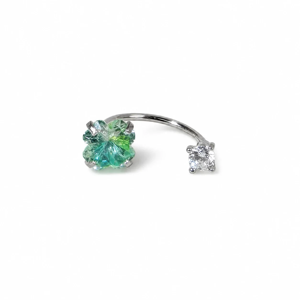 Iridescent 316 Stainless Steel Floral CZ Ear Cuff