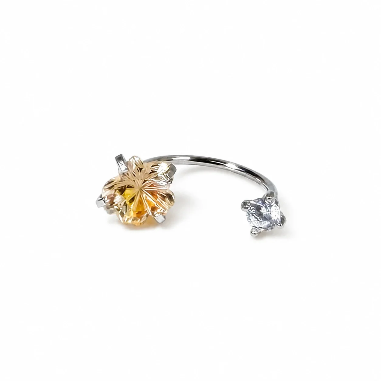 Iridescent 316 Stainless Steel Floral CZ Ear Cuff