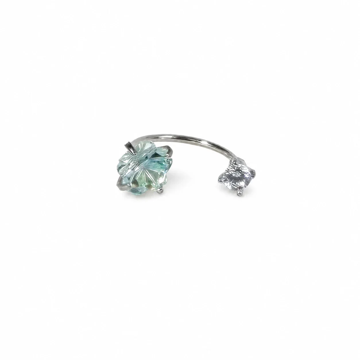 Iridescent 316 Stainless Steel Floral CZ Ear Cuff