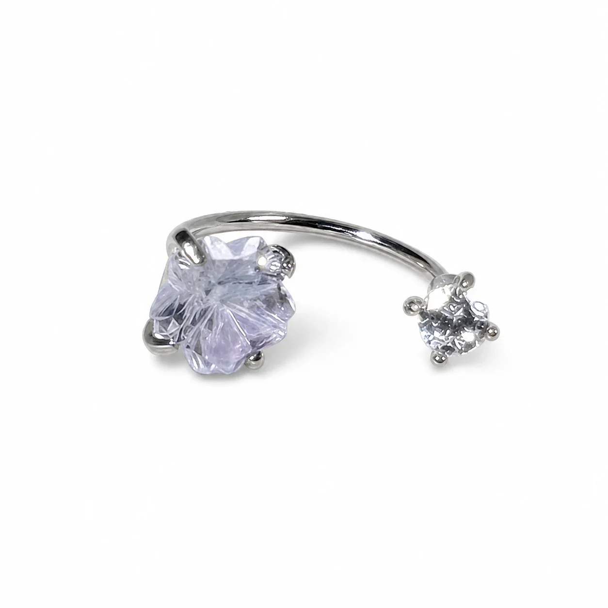 Iridescent 316 Stainless Steel Floral CZ Ear Cuff - Purple AB