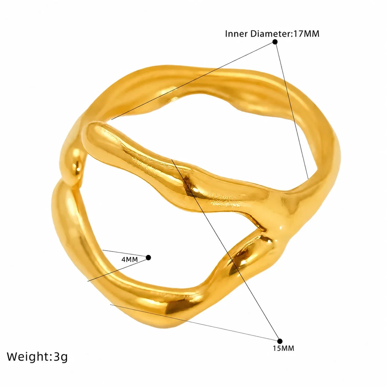 Delicate Gold-Plated Stainless Steel Bow Pear-Cut CZ Ring - Gold Heart