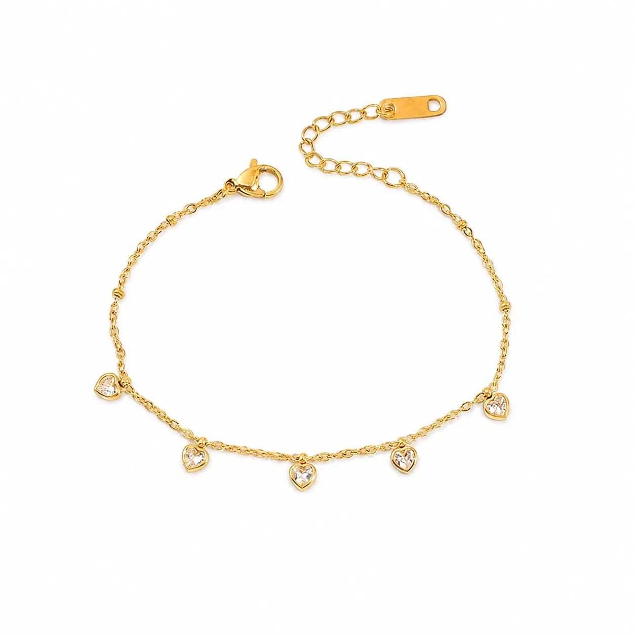 Delicate Gold-Plated Stainless Steel Heart CZ Necklace