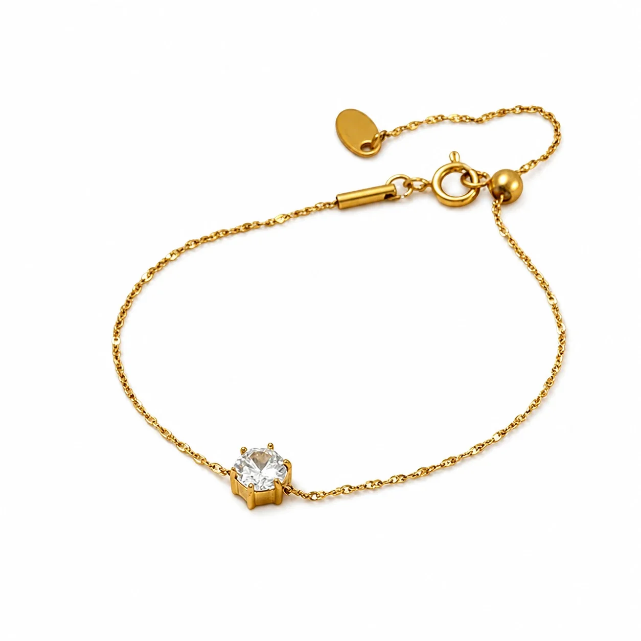 Delicate Gold-Plated 316 Stainless Six-Prong CZ Bracelet