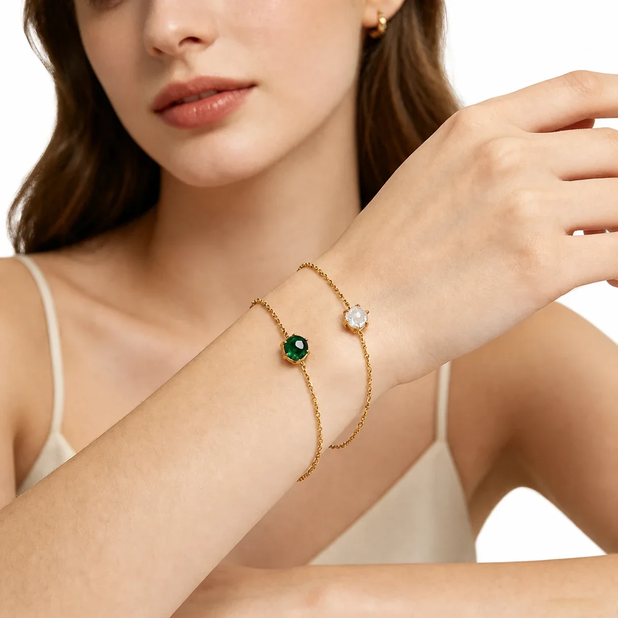 Delicate Gold-Plated 316 Stainless Six-Prong CZ Bracelet