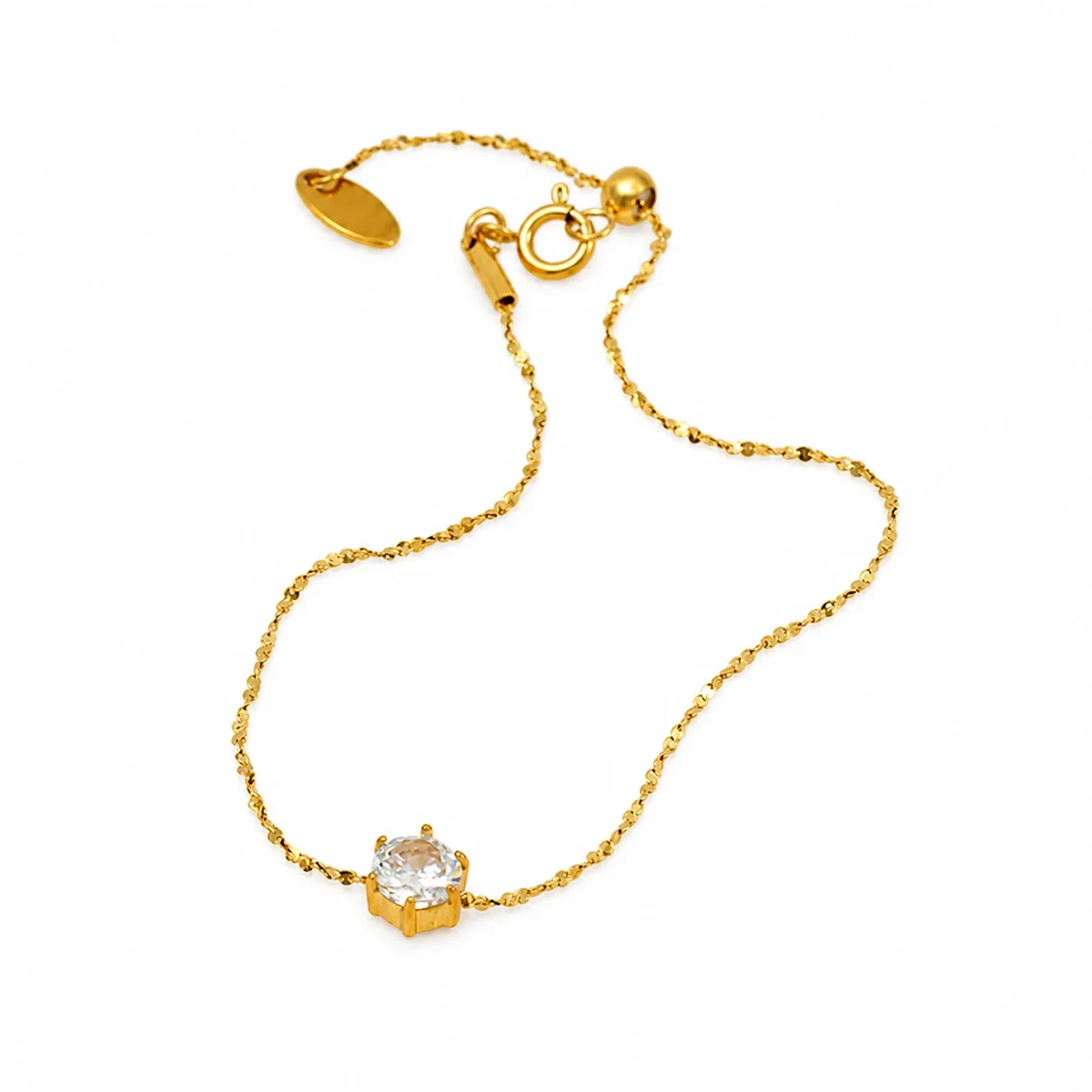 Delicate Gold-Plated 316 Stainless Six-Prong CZ Bracelet