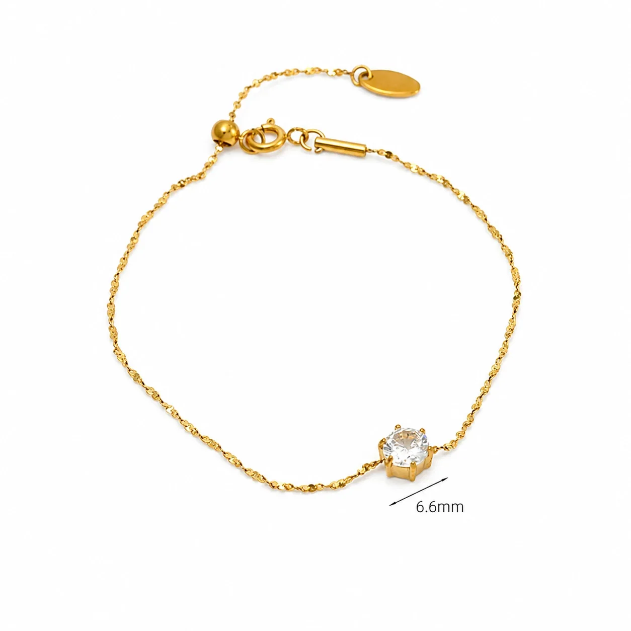 Delicate Gold-Plated 316 Stainless Six-Prong CZ Bracelet - Clear CZ