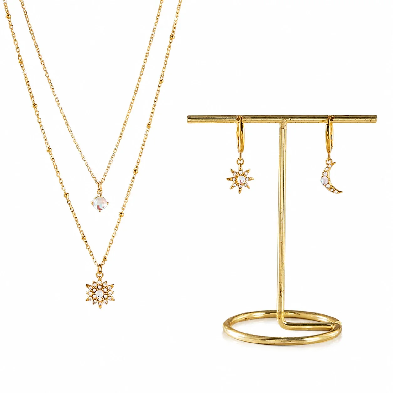 Celestial Gold-Plated 316 Star Moon Jewelry Set