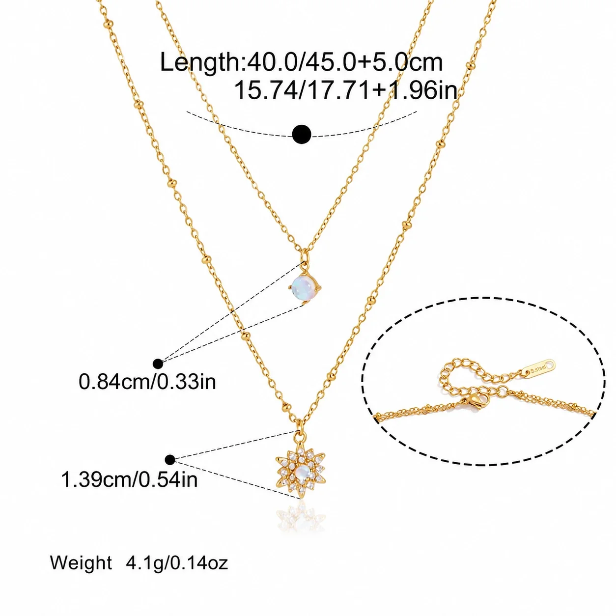 Celestial Gold-Plated 316 Star Moon Jewelry Set - Gold