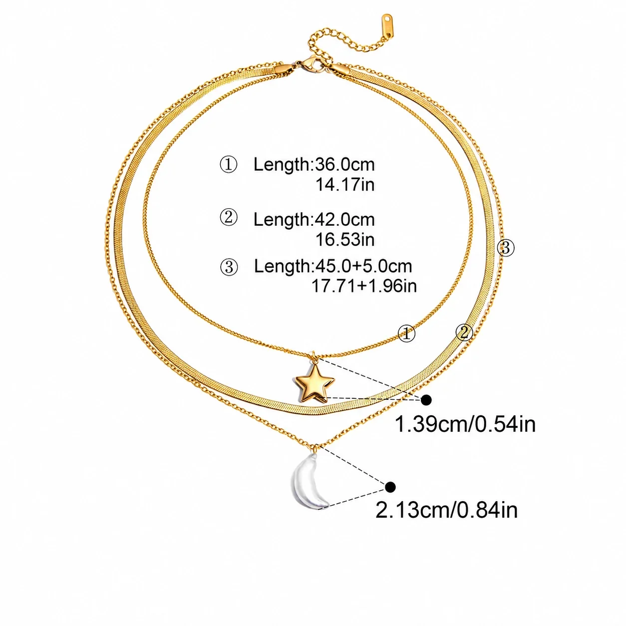 Celestial Gold-Plated 316 Star Moon Jewelry Set - Gold Star