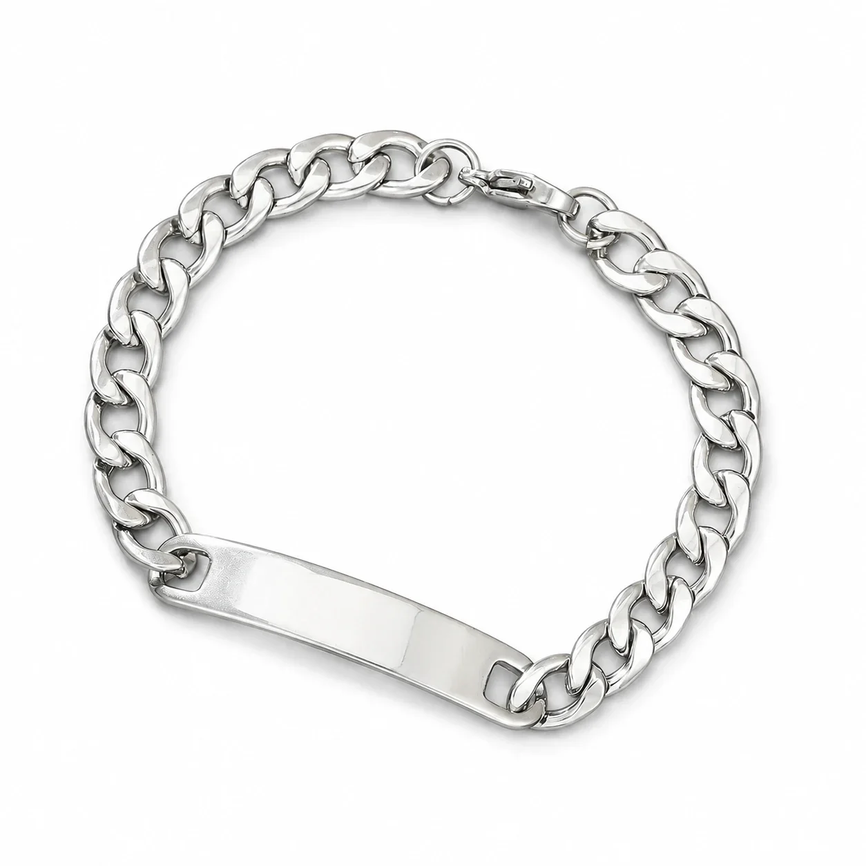 Blank ID Bracelet with 8 mm Curb Chain, Stainless Steel
