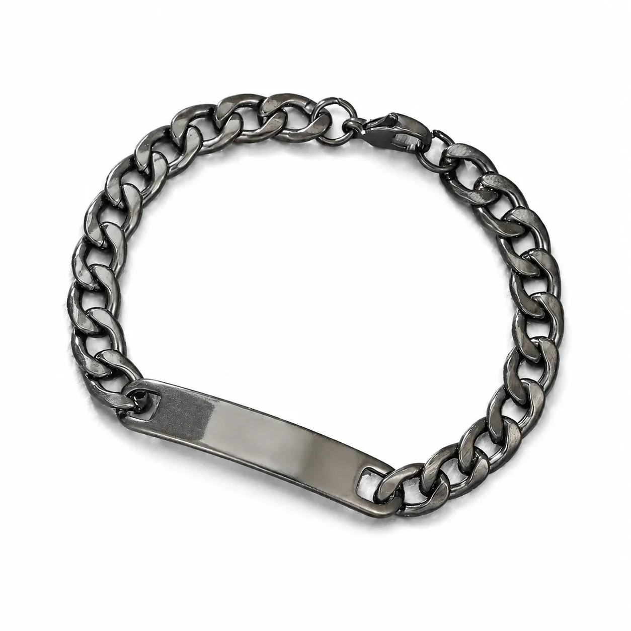 Blank ID Bracelet with 8 mm Curb Chain, Stainless Steel