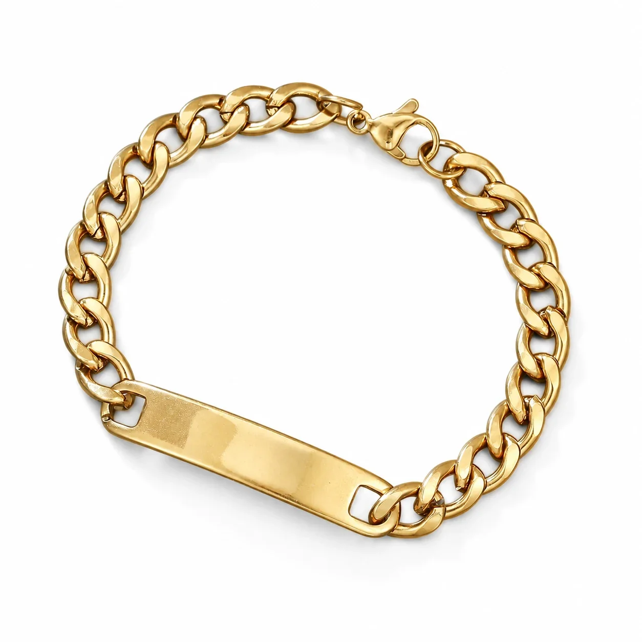 Blank ID Bracelet with 8 mm Curb Chain, Stainless Steel