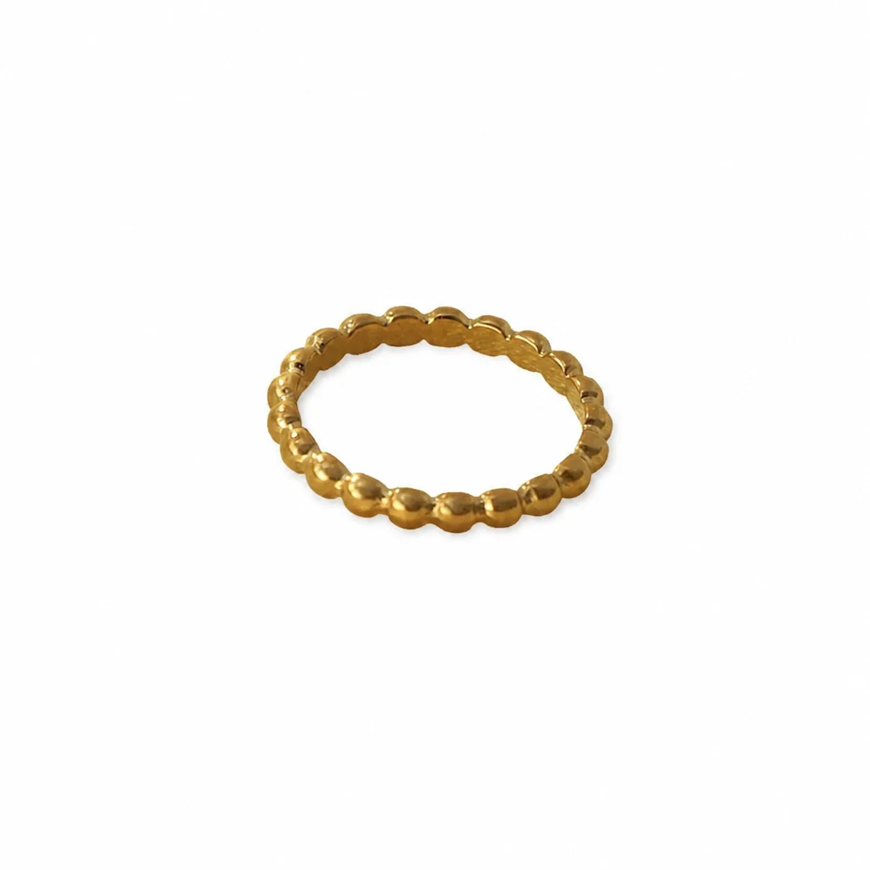 Polished Stainless Steel Beaded Band Ring
