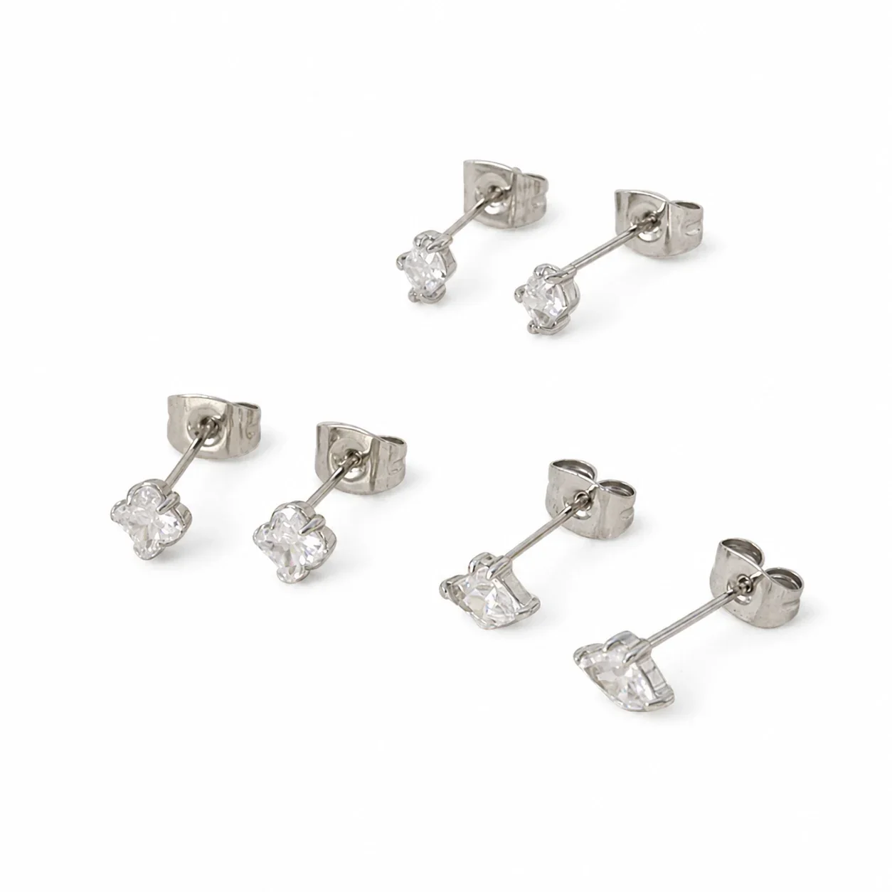 Mini 18K Gold-Plated Marquise CZ Clover Stud Earrings