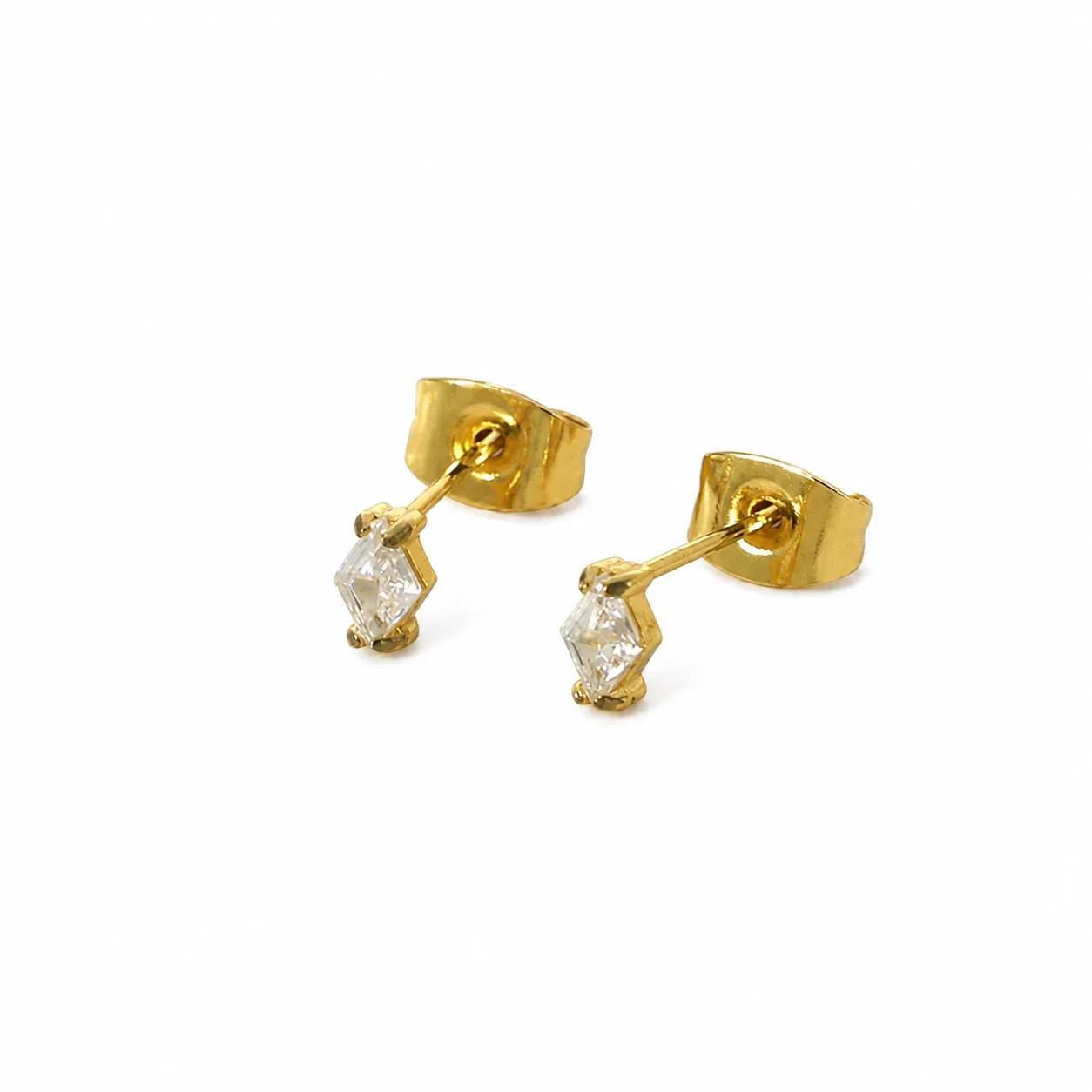 Mini 18K Gold-Plated Marquise CZ Clover Stud Earrings