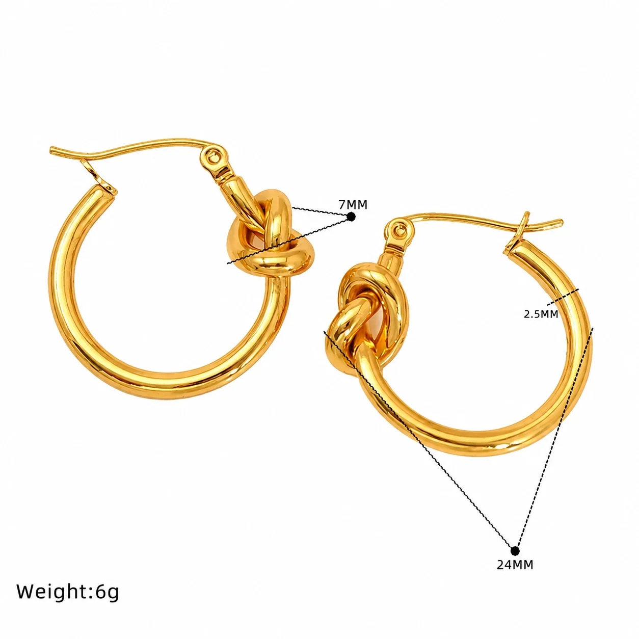 Sculptural 18K Gold-Plated Knot Multi-Hoop Earrings - Gold Knot Hoop